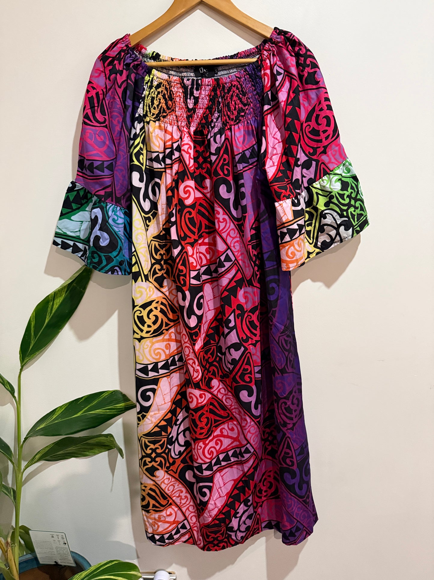 D&F Multicolour Abstract Print Kaftan Dress
