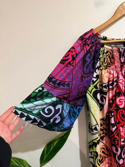 D&F Multicolour Abstract Print Kaftan Dress