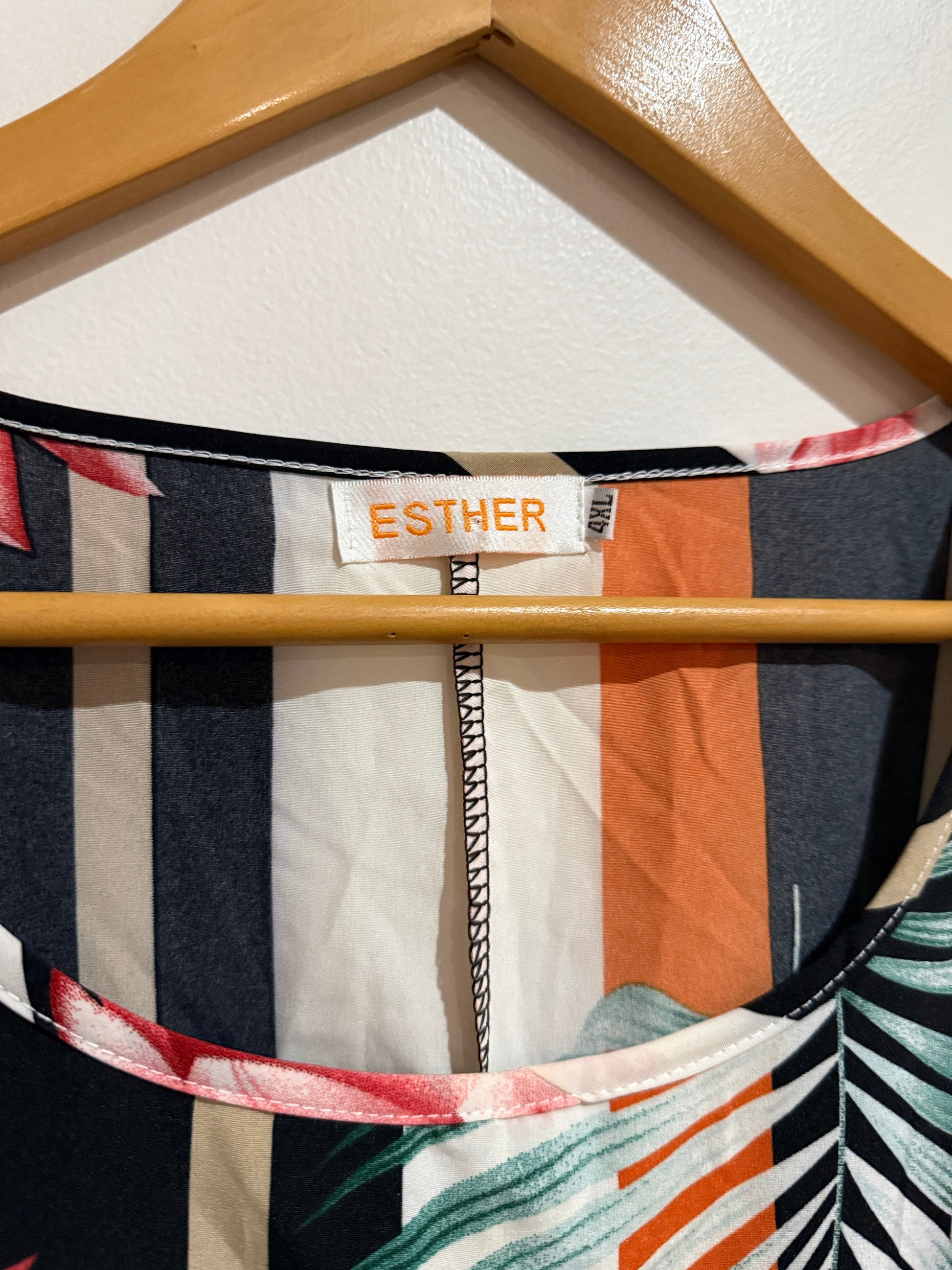 Esther Tropical Stripe Print Shift Dress Size 4XL