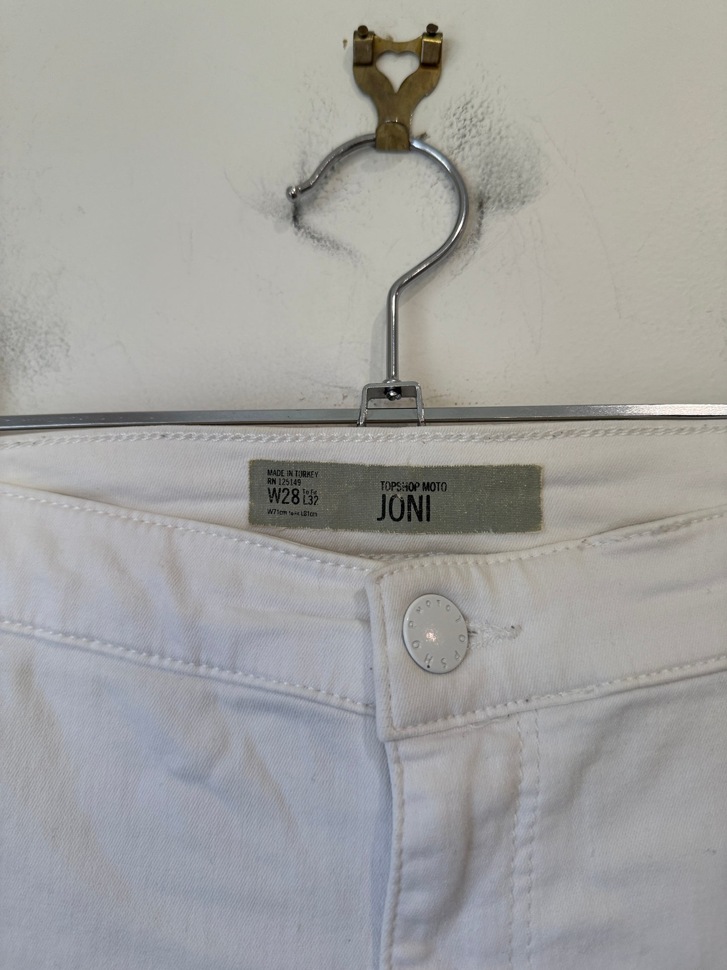 Topshop Moto Joni White Skinny Jeans Size W28 L32