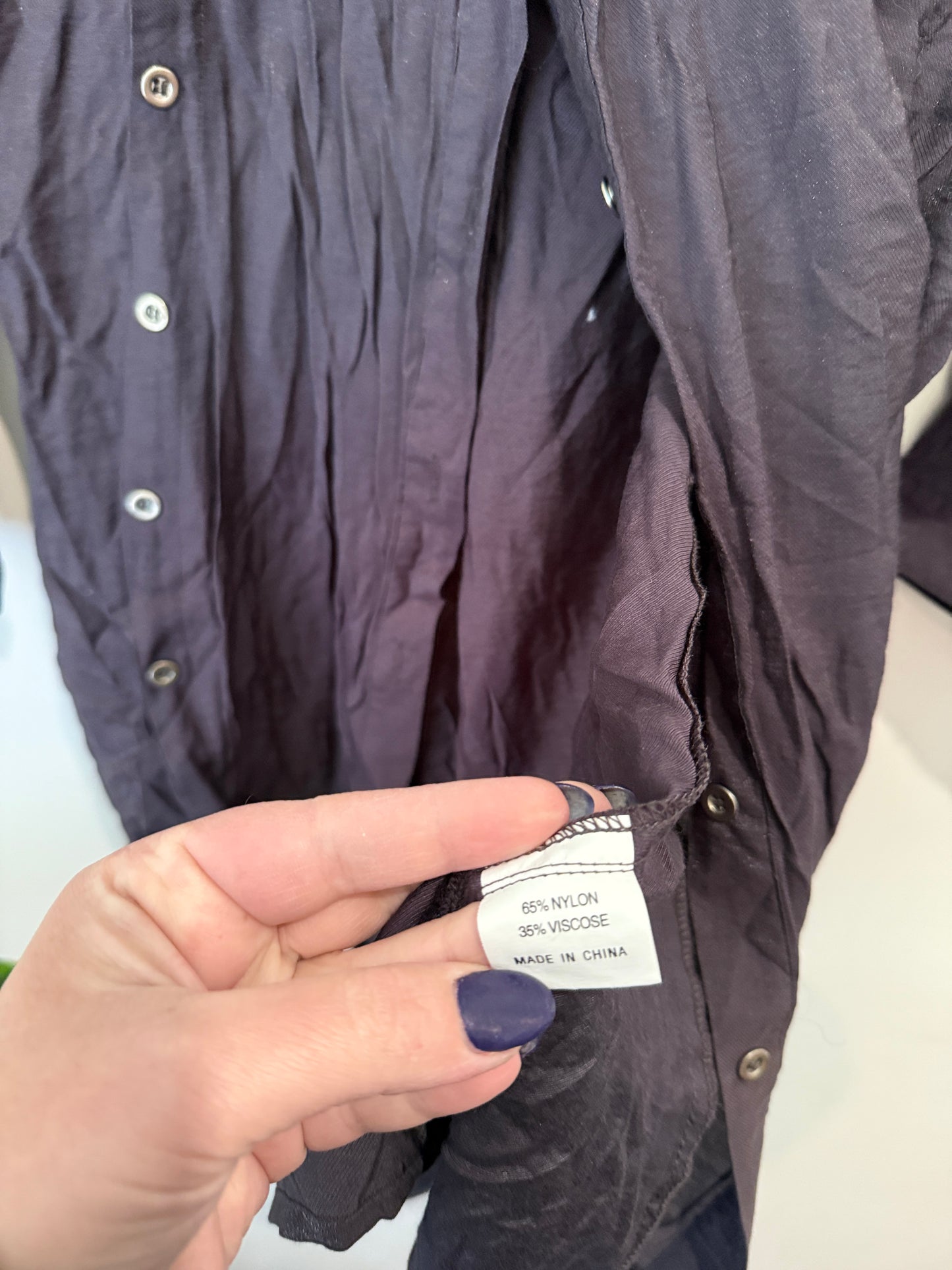 Plum Crinkle 3/4 Sleeve Button-Up Shirt