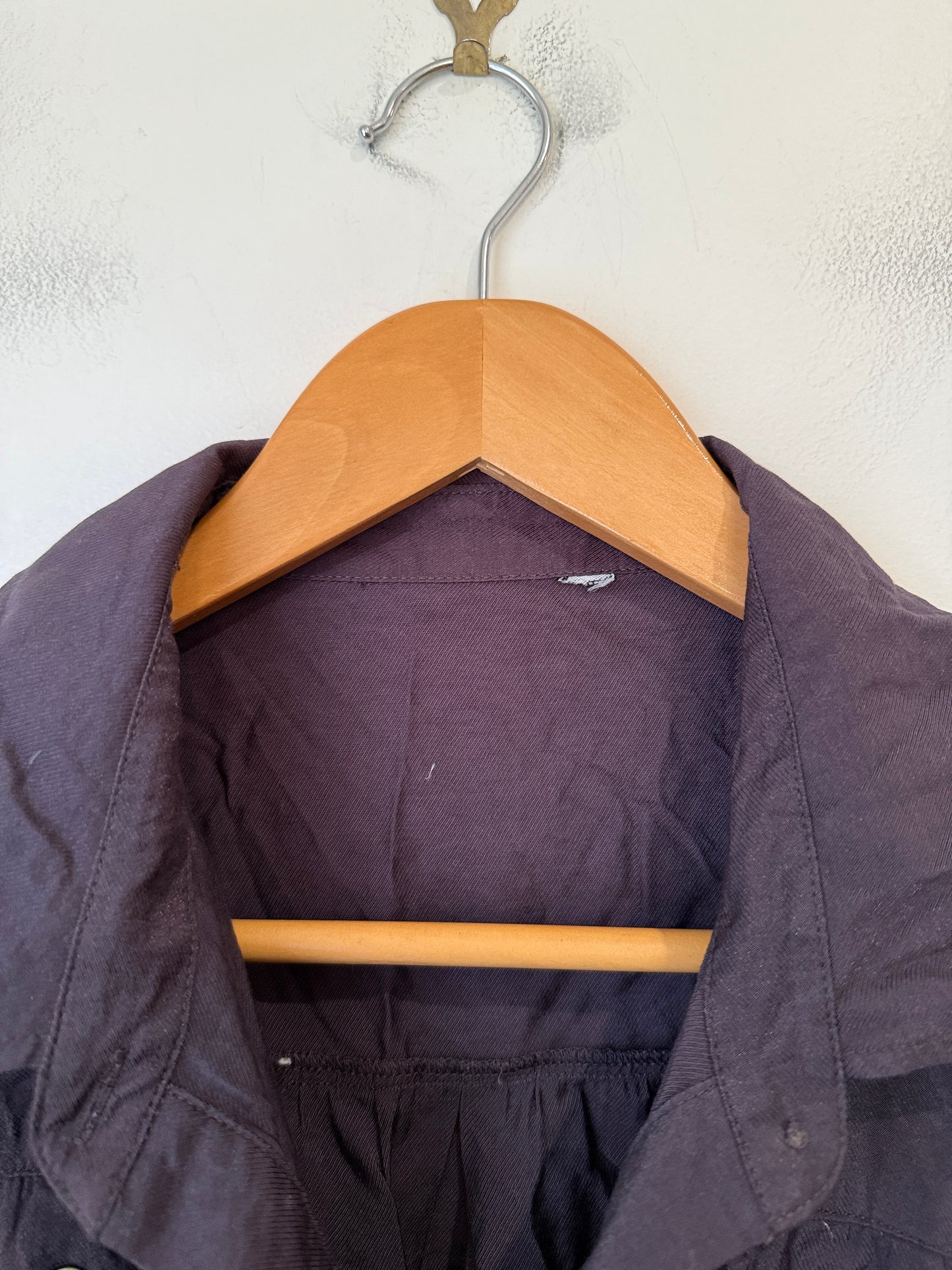 Plum Crinkle 3/4 Sleeve Button-Up Shirt