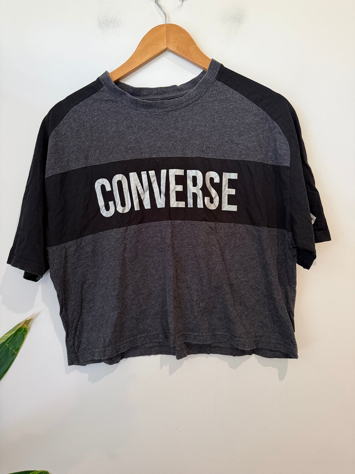 Converse Charcoal Logo Crop Tee Size M