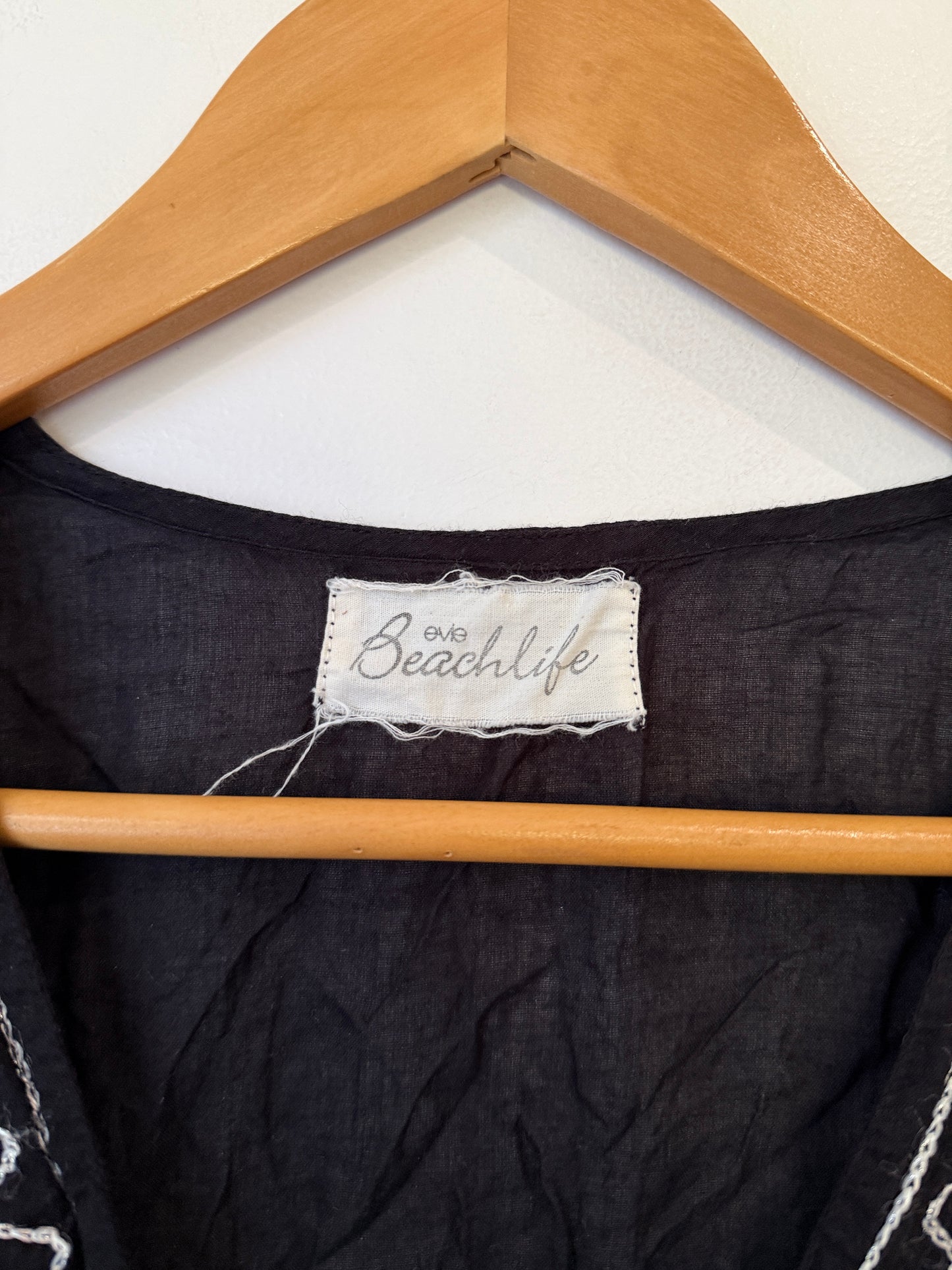Beachlife Black Embroidered Beach Kaftan Size M