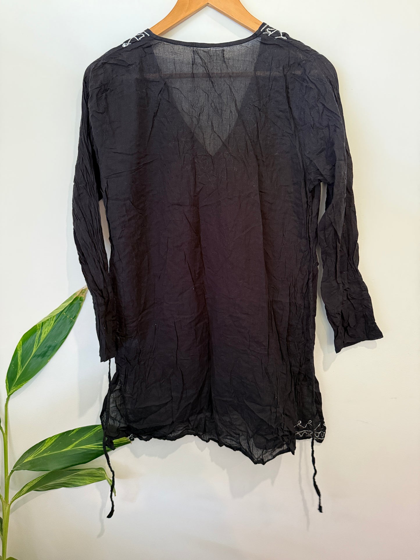 Beachlife Black Embroidered Beach Kaftan Size M