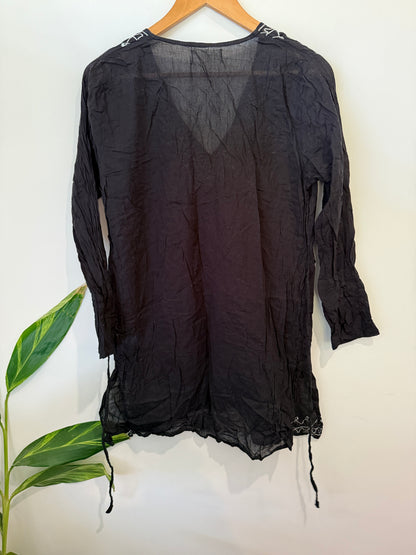 Beachlife Black Embroidered Beach Kaftan Size M