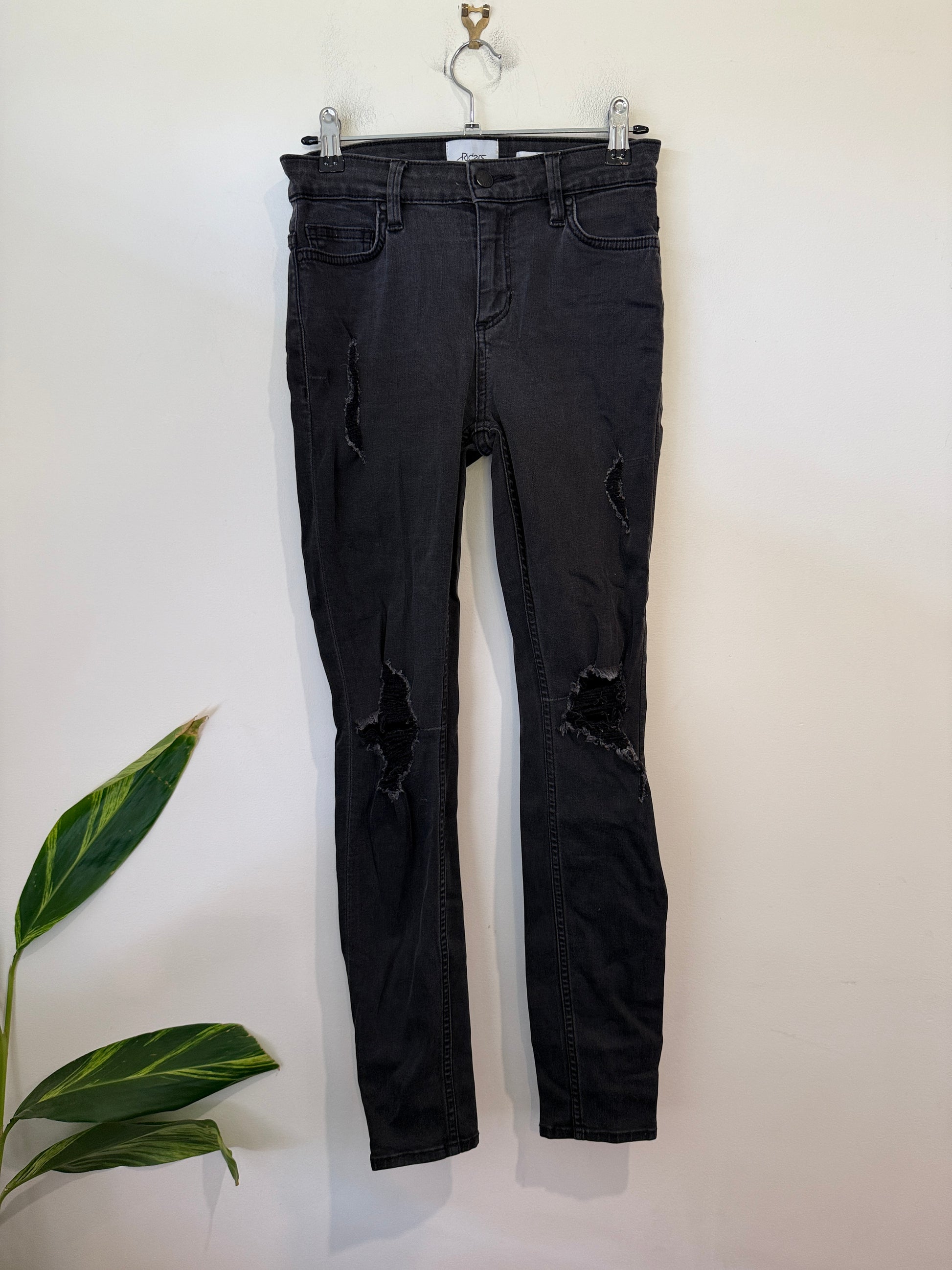 Riders by Lee Mid Vegas Black Distressed Skinny Jeans Size 7