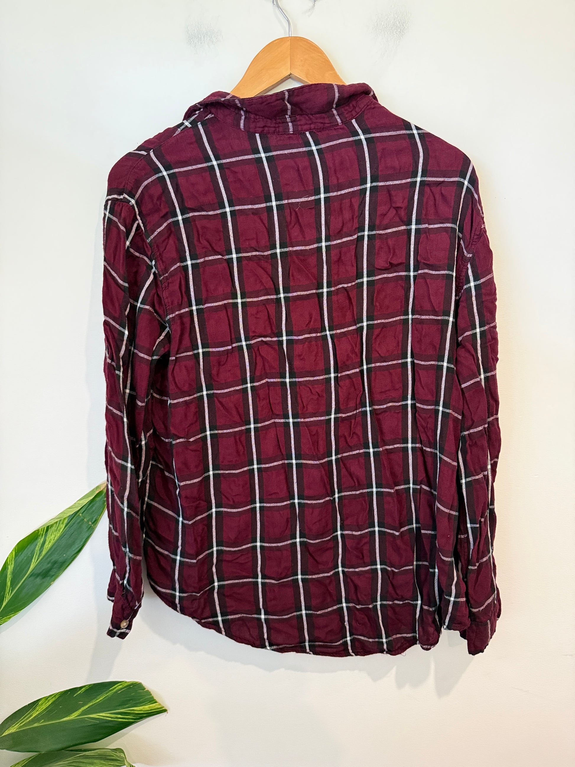 H&H Burgundy Check Flannel Shirt Size 18