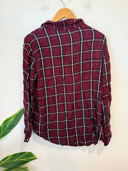H&H Burgundy Check Flannel Shirt Size 18