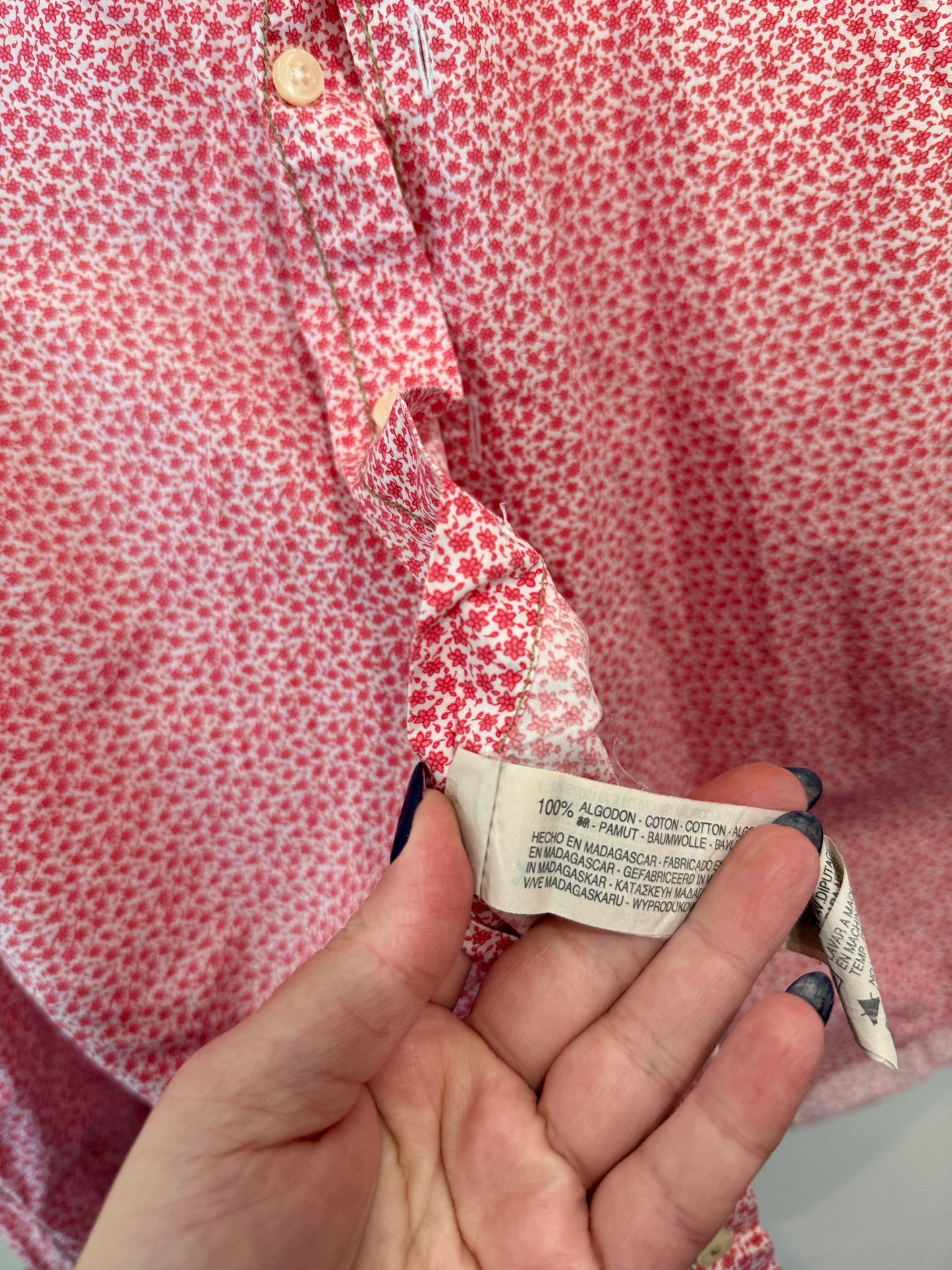 Zara Man Pink Ditsy Floral Shirt Size XL