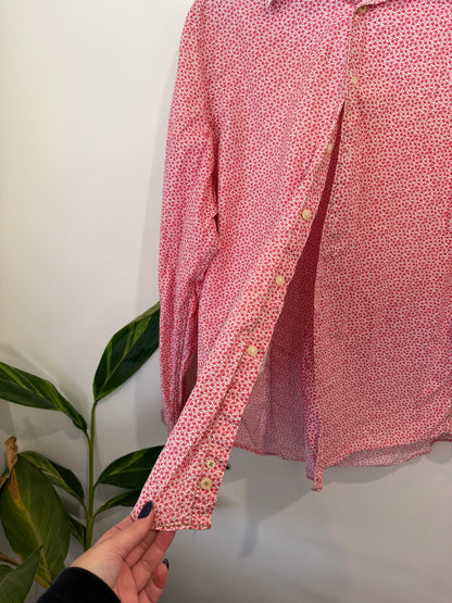 Zara Man Pink Ditsy Floral Shirt Size XL