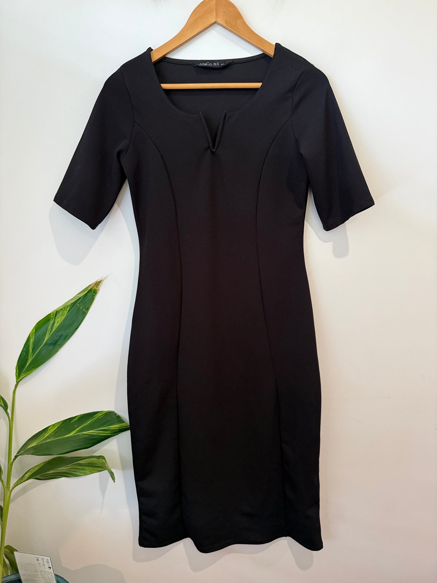 M&Co Black Short Sleeve Dress Size 10
