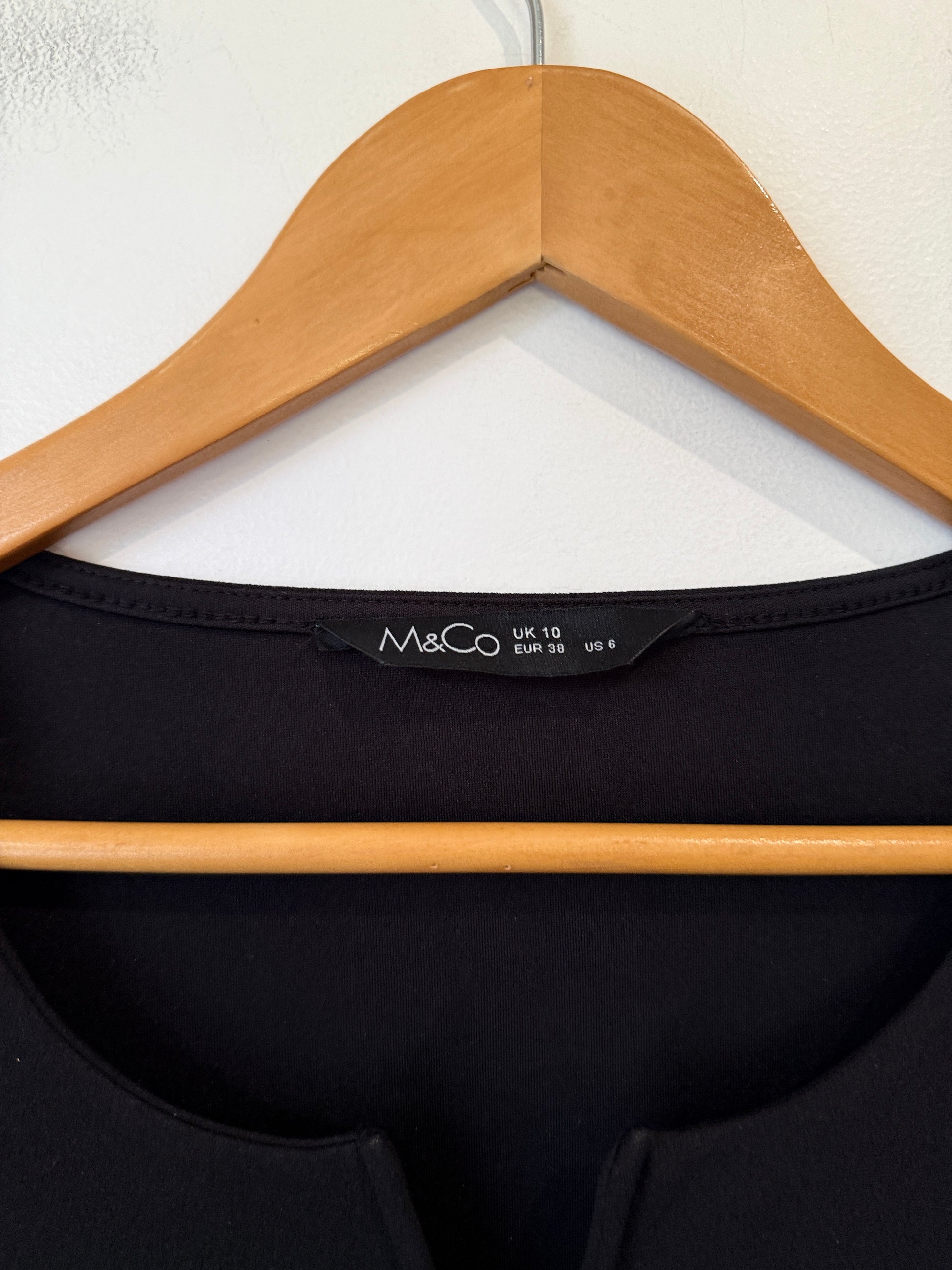 M&Co Black Short Sleeve Dress Size 10