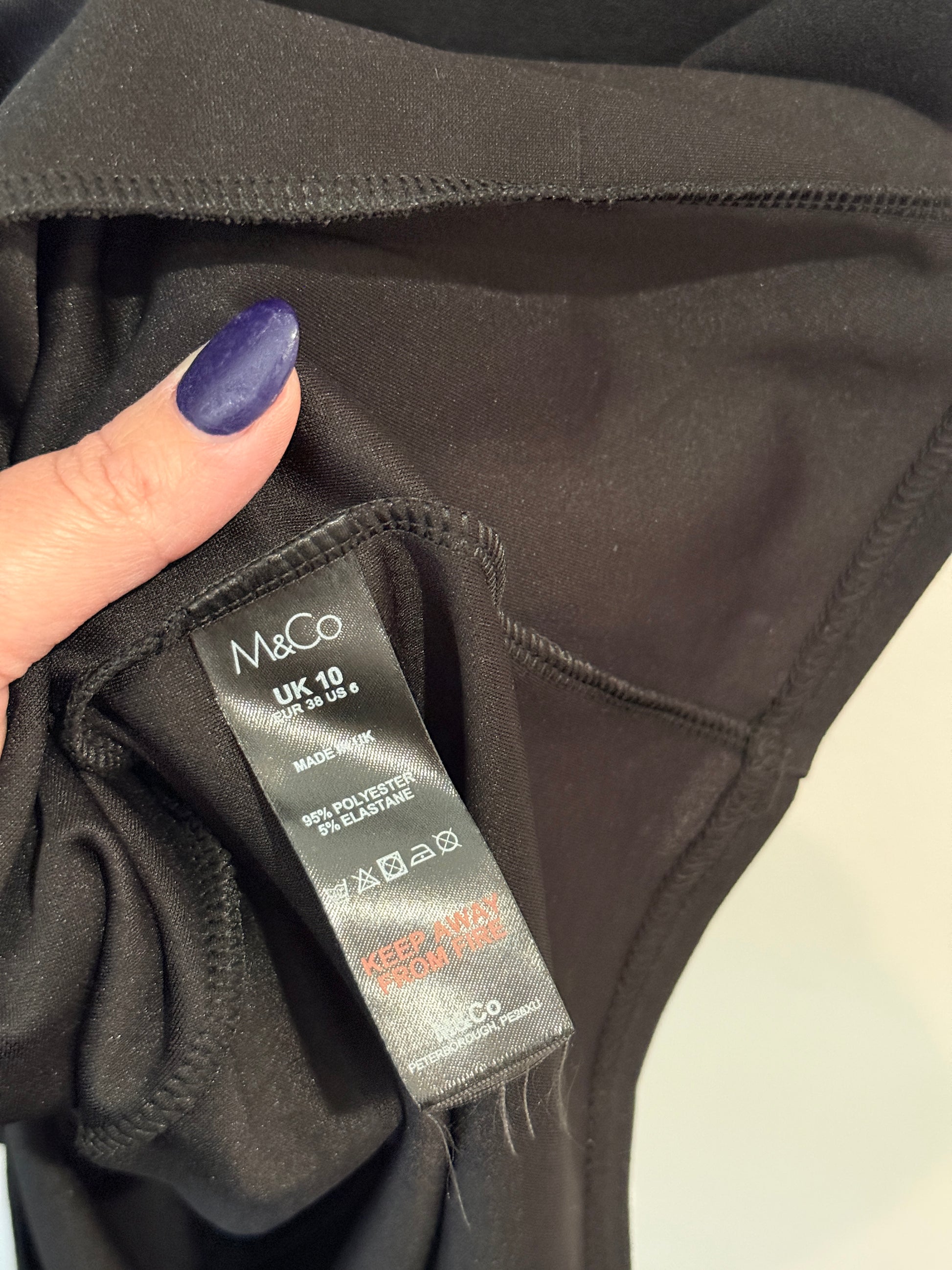 M&Co Black Short Sleeve Dress Size 10