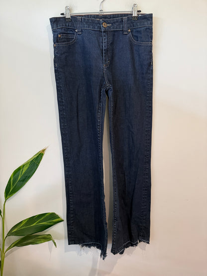 Maje Dark Wash Raw Hem Straight Jeans Size 30
