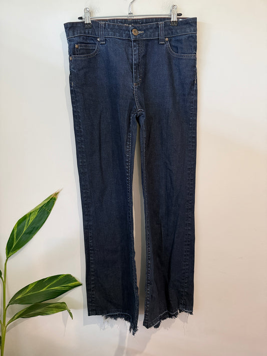 Maje Dark Wash Raw Hem Straight Jeans Size 30
