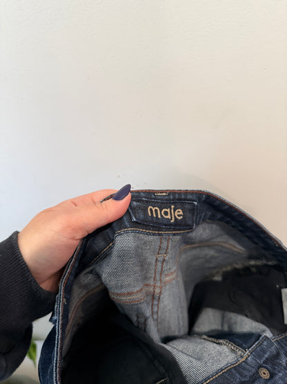 Maje Dark Wash Raw Hem Straight Jeans Size 30