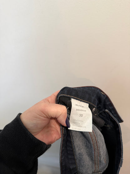 Maje Dark Wash Raw Hem Straight Jeans Size 30