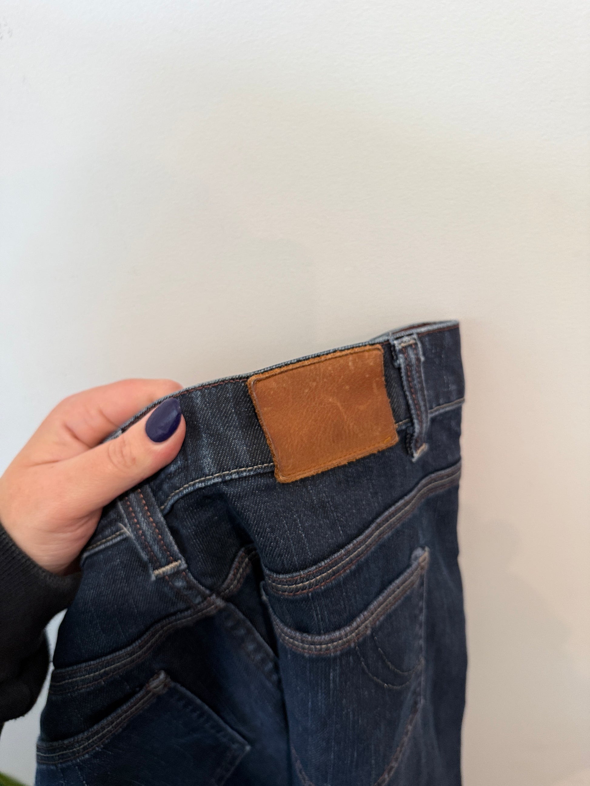 Maje Dark Wash Raw Hem Straight Jeans Size 30