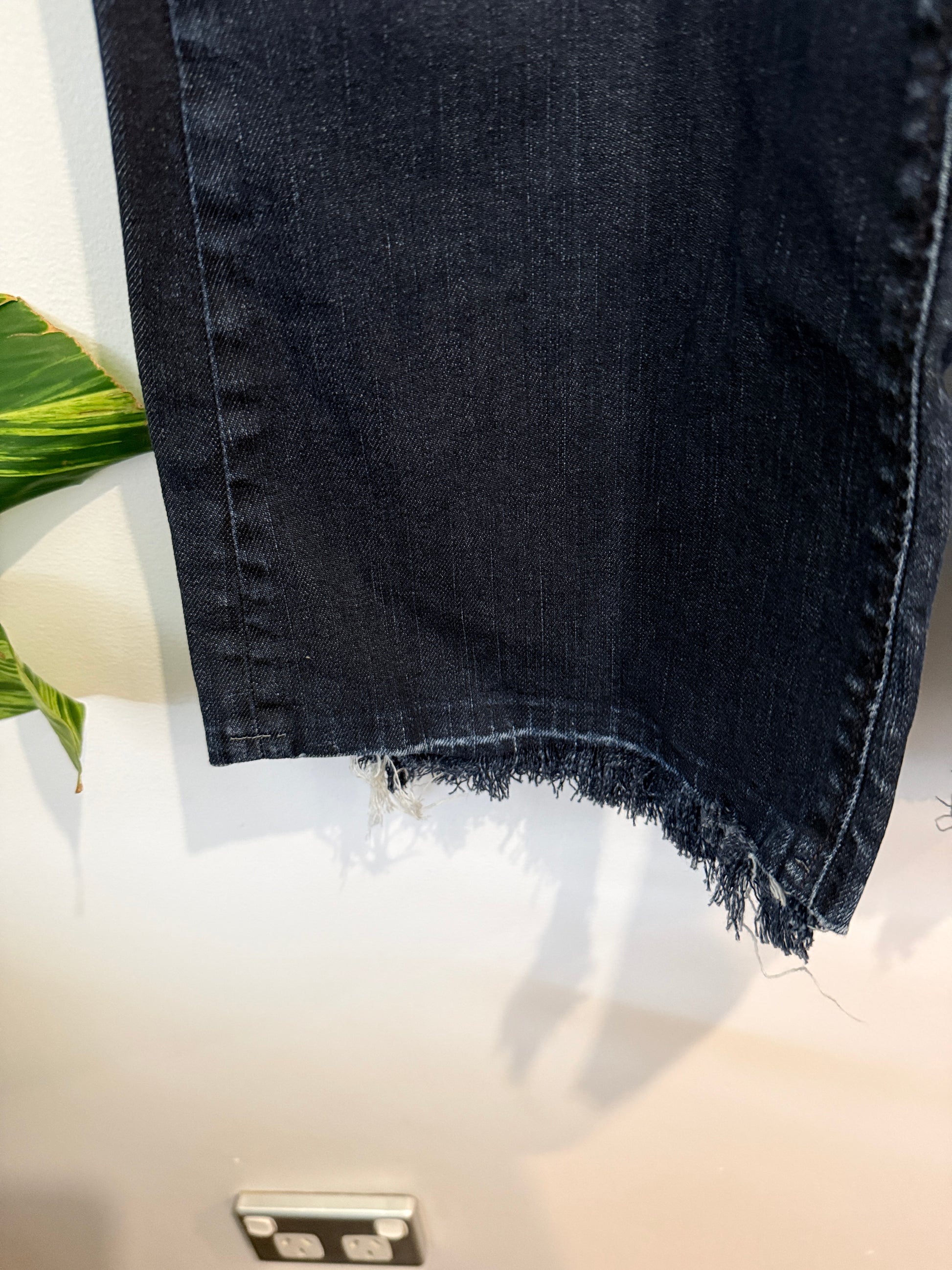 Maje Dark Wash Raw Hem Straight Jeans Size 30
