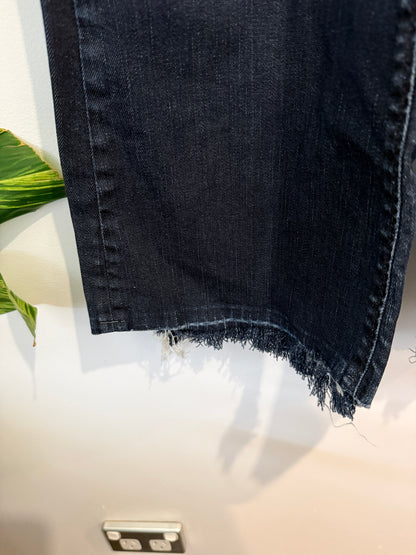 Maje Dark Wash Raw Hem Straight Jeans Size 30