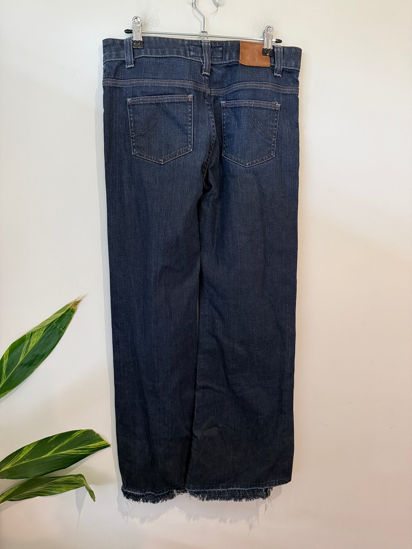 Maje Dark Wash Raw Hem Straight Jeans Size 30