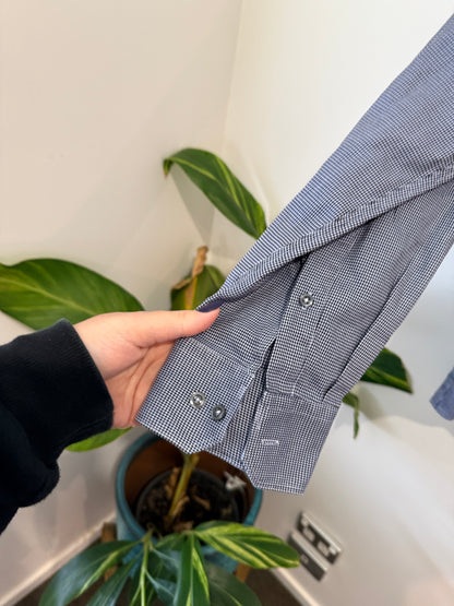 Rembrandt Blue Micro Check Shirt Size 44 XL