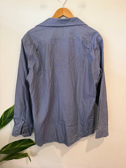 Rembrandt Blue Micro Check Shirt Size 44 XL