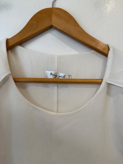 Cream Chiffon Flared Sleeve Top