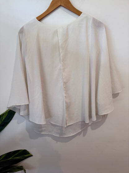 Cream Chiffon Flared Sleeve Top