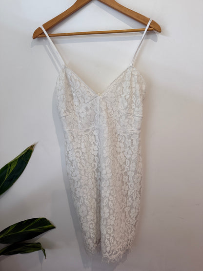 Missguided White Lace Slip Dress Size 12
