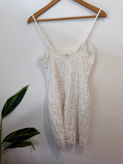 Missguided White Lace Slip Dress Size 12