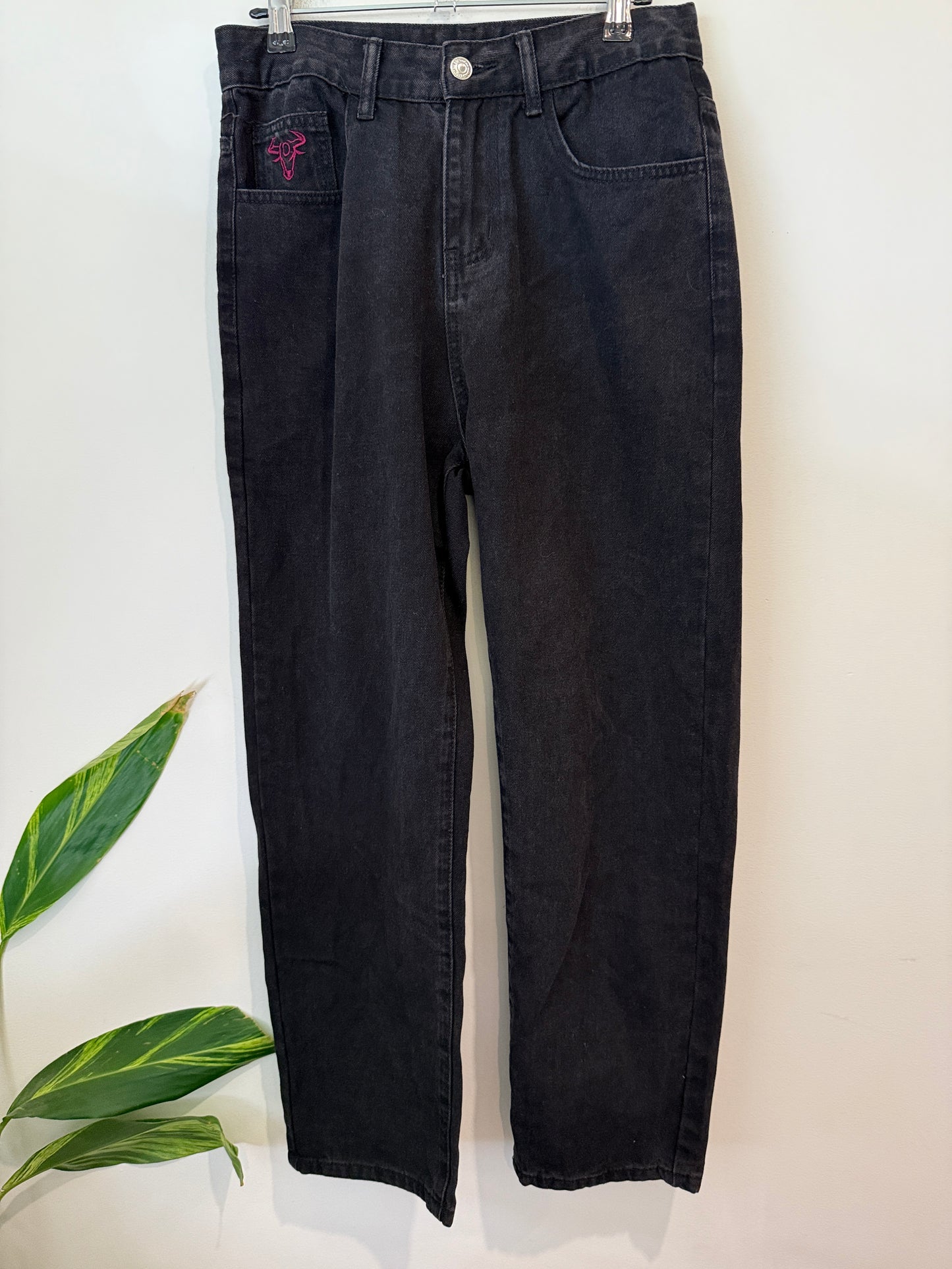 Black High Waisted Straight Leg Jeans Size 30