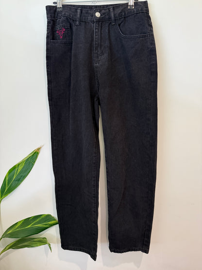 Black High Waisted Straight Leg Jeans Size 30