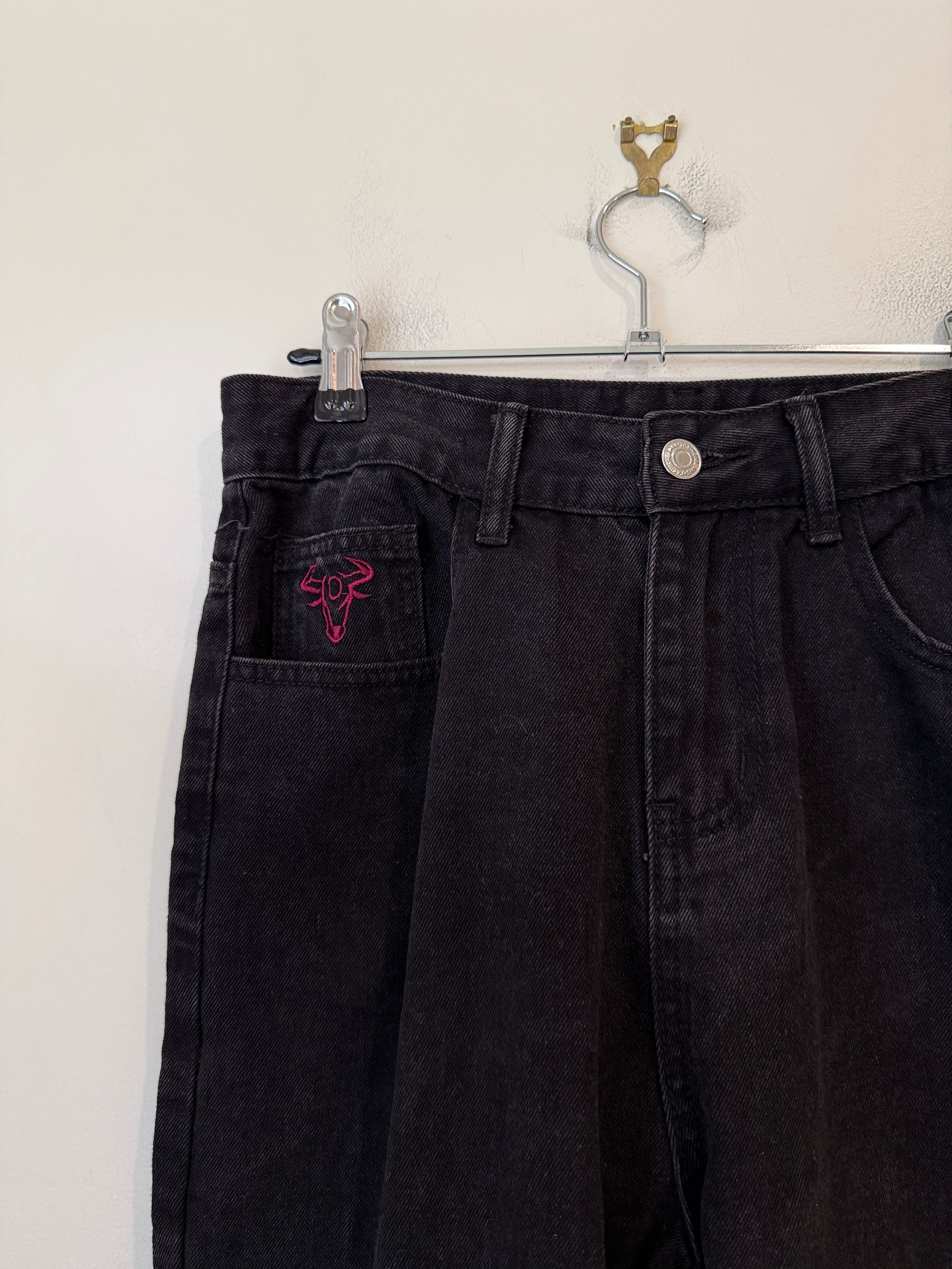Black High Waisted Straight Leg Jeans Size 30