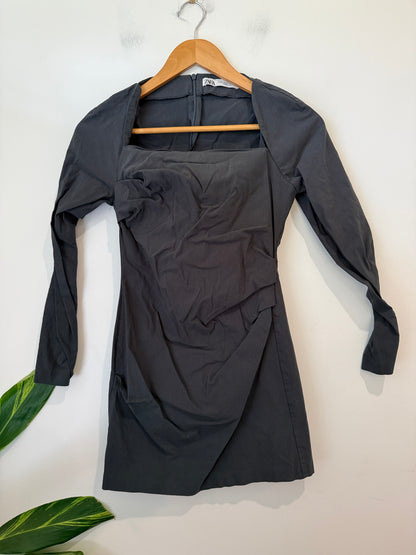 Zara Long Sleeve Ruched Mini Dress Size M