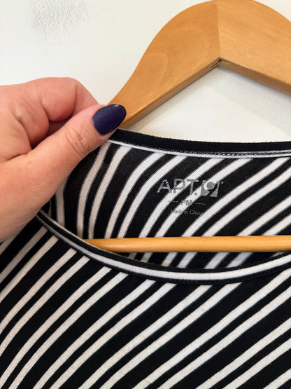 Apt. 9 Black & White Diagonal Stripe Peplum Top - 42cm u/arm
