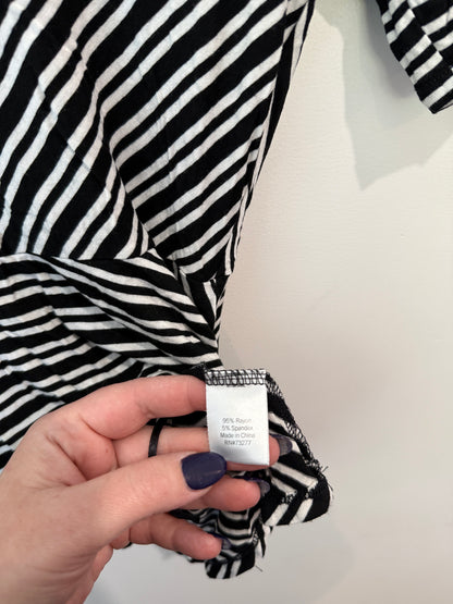 Apt. 9 Black & White Diagonal Stripe Peplum Top - 42cm u/arm