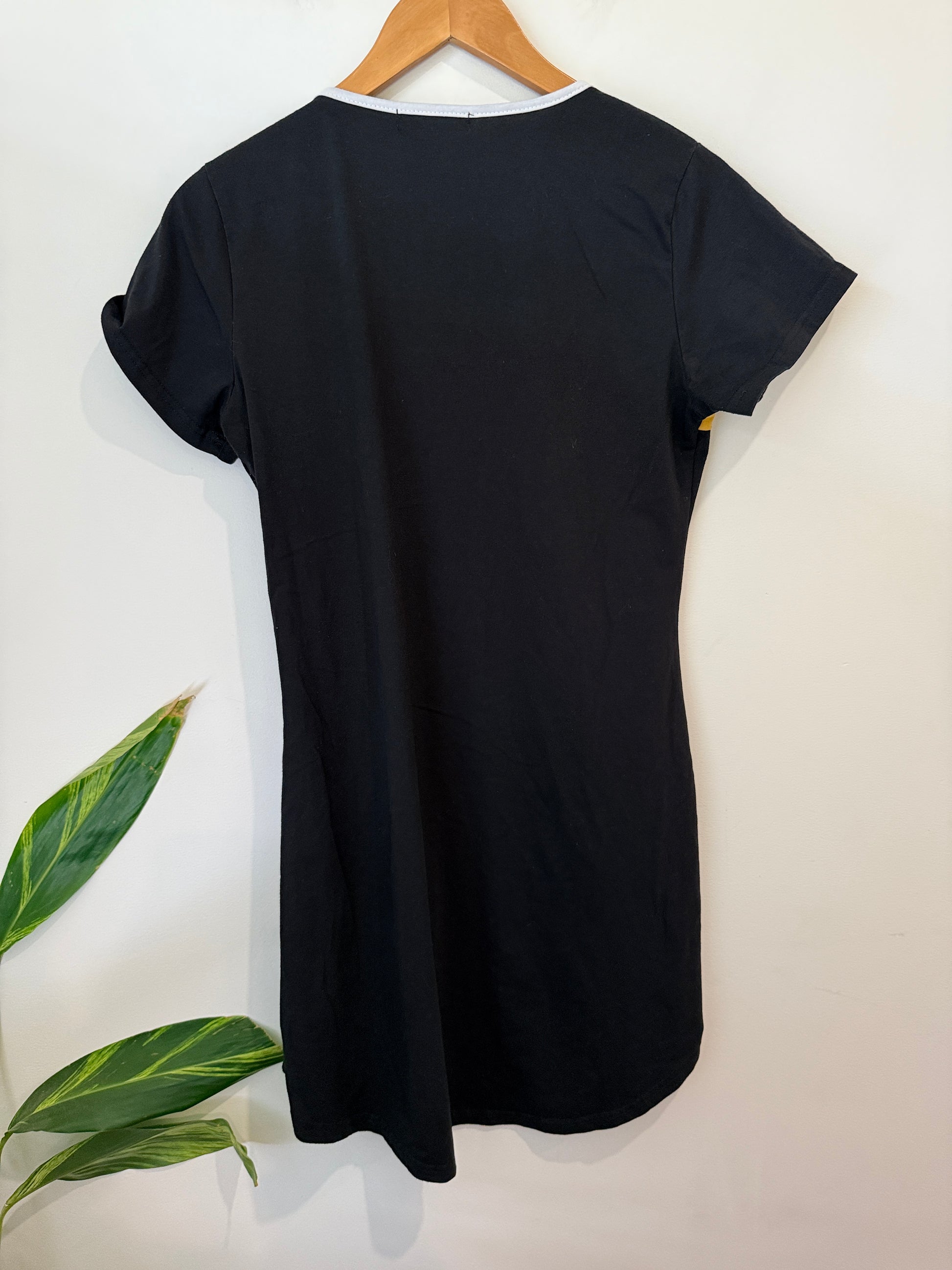 Emery Rose Black Colour Block Stripe Tee Dress Size M
