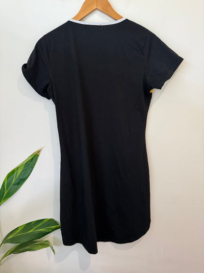 Emery Rose Black Colour Block Stripe Tee Dress Size M