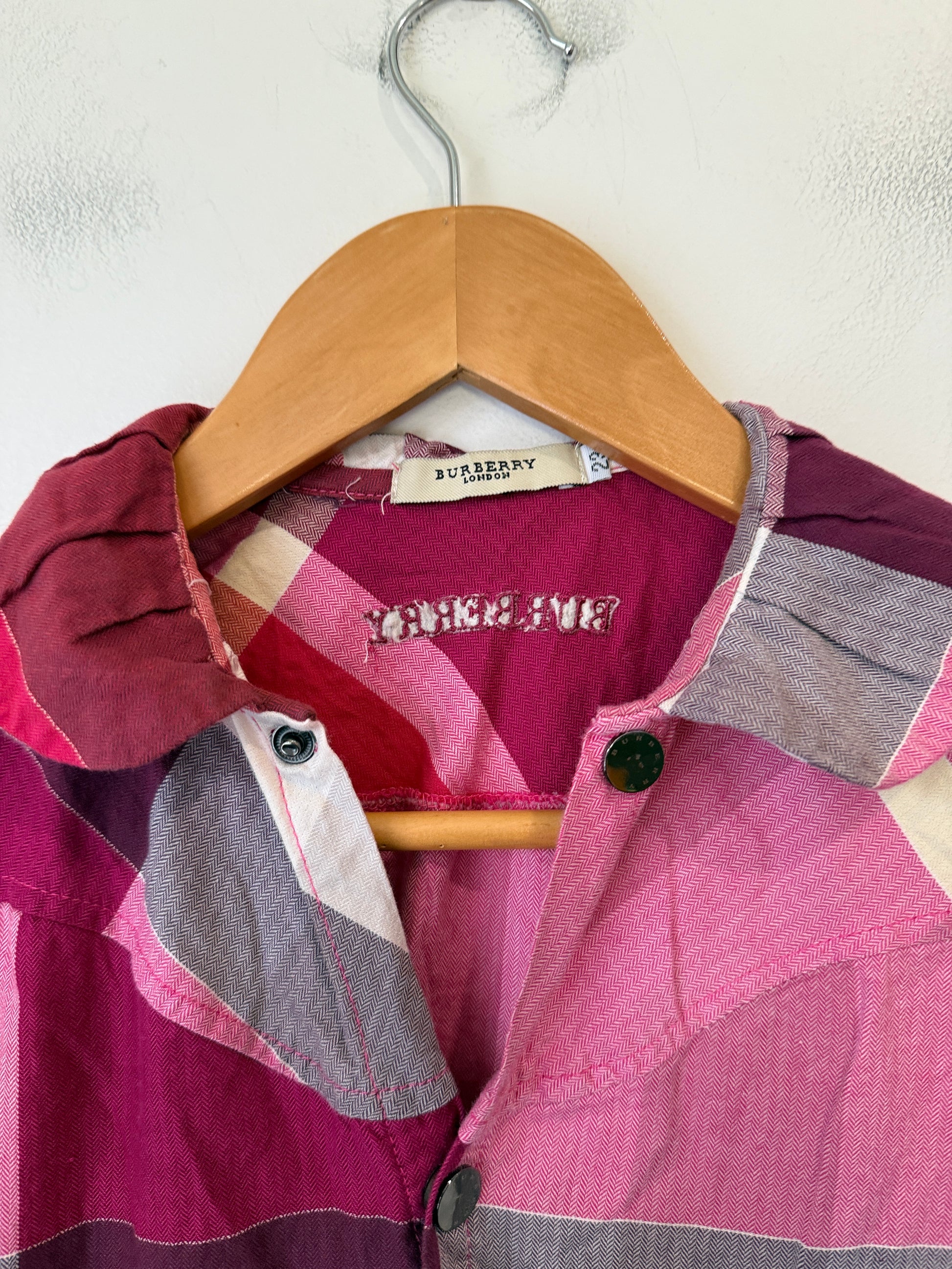 Girls Pink Check Shirt Dress (Age 7-8)| U/Arm to U/Arm 38cm
