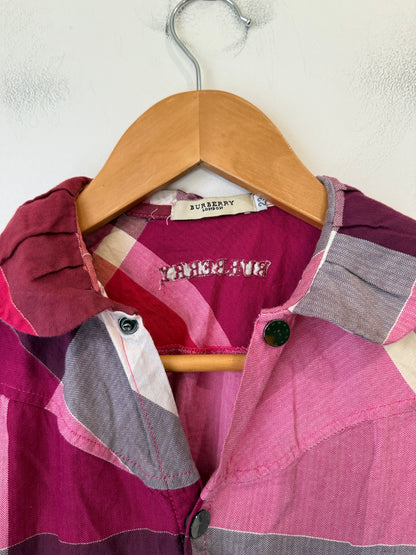 Girls Pink Check Shirt Dress (Age 7-8)| U/Arm to U/Arm 38cm