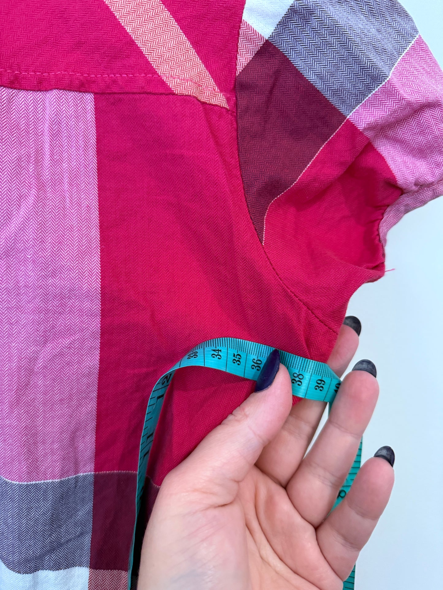 Girls Pink Check Shirt Dress (Age 7-8)| U/Arm to U/Arm 38cm