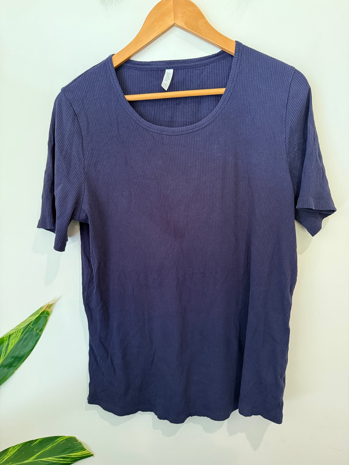 Anella Navy Ribbed Tee Size 16