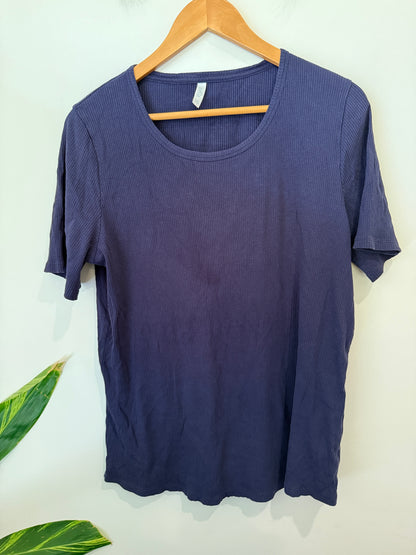 Anella Navy Ribbed Tee Size 16