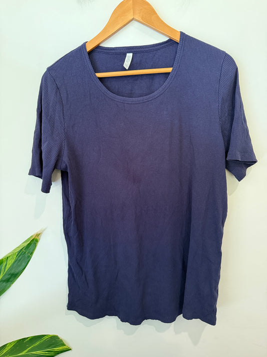Anella Navy Ribbed Tee Size 16