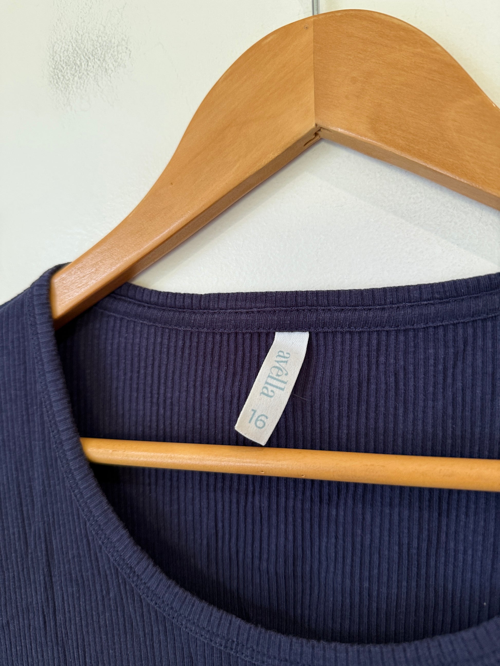 Anella Navy Ribbed Tee Size 16