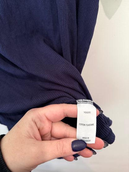 Anella Navy Ribbed Tee Size 16