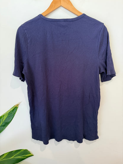 Anella Navy Ribbed Tee Size 16