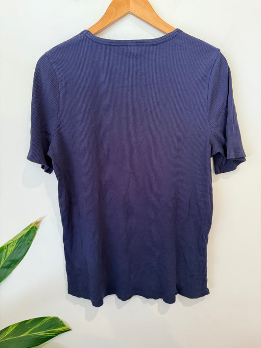 Anella Navy Ribbed Tee Size 16
